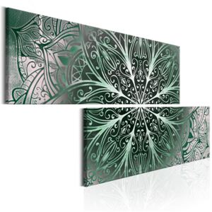 Dvoudílný obraz mandala zelená + háčky a hřebíčky ZDARMA Velikost (šířka x výška): 180x90 cm