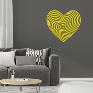 Samolepka na zeď GLIX - Hypno srdce Žlutá 50 x 45 cm