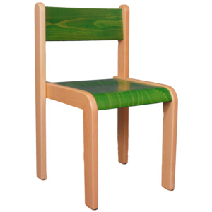 Dětská židlička bez područky 22 cm DE mořená - zelené sedátko a opěradlo (výška sedáku 22 cm)