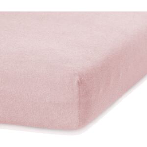 Světle růžové elastické prostěradlo s vysokým podílem bavlny AmeliaHome Ruby, 200 x 80-90 cm
