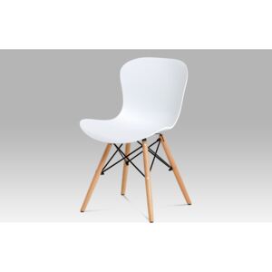 Artium Jídelní židle, bílý vroubkovaný plast / natural - AUGUSTA WT