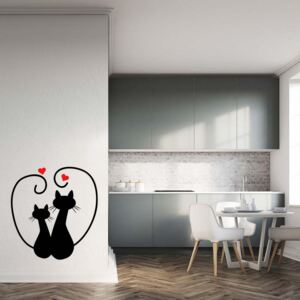Samolepka na zeď GLIX - Zamilované kočky Černá a červená 30 x 31 cm