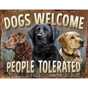 Plechová cedule Dogs Welcome, (41 x 32 cm)