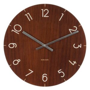 KARLSSON Nástěnné hodiny Glass Wood S tmavé dřevo, Vemzu