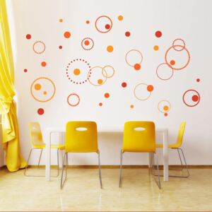Samolepka na zeď GLIX - Kruhy Oranžová 3 x 30 x 55 cm