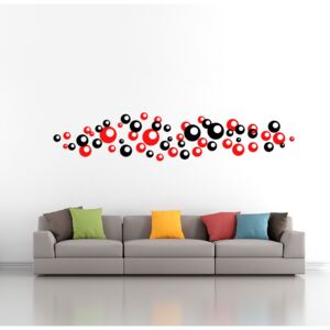 Samolepka na zeď GLIX - Bubliny dvoubarevné Černá a červená 2 x 30 x 30 cm