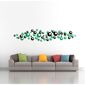 Samolepka na zeď GLIX - Bubliny dvoubarevné Černá a zelená 2 x 30 x 30 cm