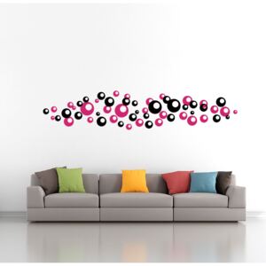 Samolepka na zeď GLIX - Bubliny dvoubarevné Černá a růžová 2 x 30 x 30 cm