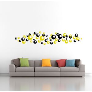 Samolepka na zeď GLIX - Bubliny dvoubarevné Černá a žlutá 2 x 30 x 30 cm