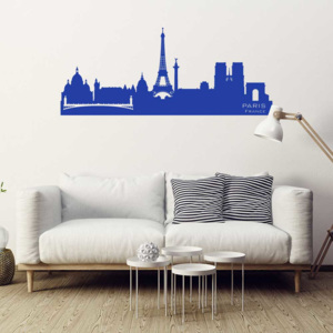 GLIX Panorama Paříž - samolepka na zeď Modrá 120 x 50 cm
