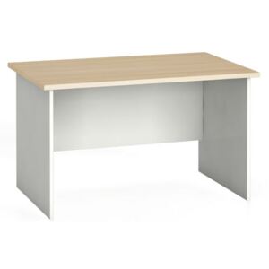 B2B Partner Rohový kancelářský pracovní stůl PRIMO, zaoblený 160 x 120 cm, bílá/dub přírodní, pravý + Záruka 7 let