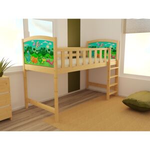 Zvýšená postel pro děti se zábranou, roštem a barevným motivem ZP 005