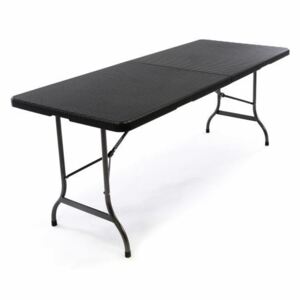 Skládací zahradní stůl v ratanovém designu - černý 180x75 cm - OEM D37108