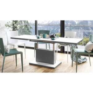 ASTON bílý+šedý, rozkládací, zvedací konferenční stůl, stolek - 70 cm