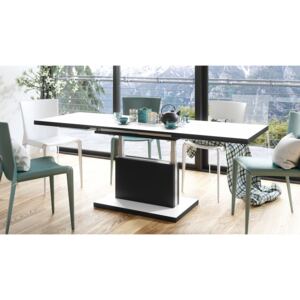 PRESTIGE ASTON bílý černý, rozkládací, zvedací konferenční stůl, stolek, černobílý - 70 cm