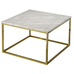 Bílý mramorový konferenční stolek RGE Accent s lesklou zlatou podnoží 75x75 cm