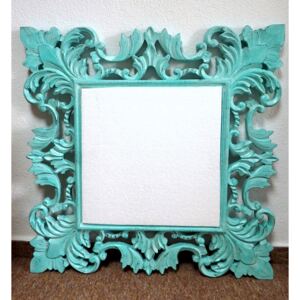 Zrcadlo z masívu - zelená , ruční práce 90x90cm