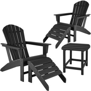 Tectake 404167 2 zahradní židle janis se 2 podnožkami a stolem - černá