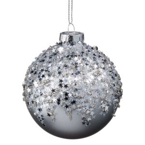HANG ON Vánoční koule se stříbrnými hvězdami 8 cm