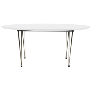 Rozkládací jídelní stůl 270x100 cm v bílé matné barvě s kovovou podnoží DO188