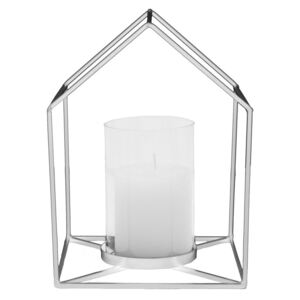 Stojánek na svíčku ve tvaru domečku Present Time (Barva- stříbrná)