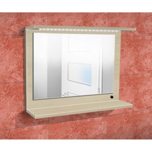 Nabytekmorava Závěsná koupelnová skříňka se zrcadlem K12 barva skříňky: akát, barva dvířek: akát lamino
