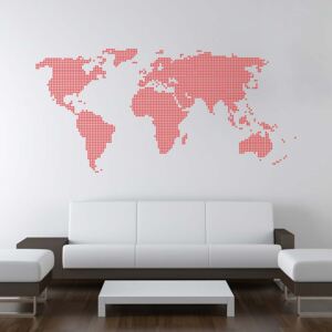 Samolepka na zeď GLIX - Mapa světa z teček Světle červená 200 x 100 cm