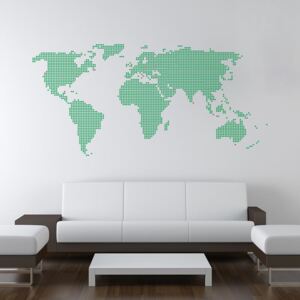 Samolepka na zeď GLIX - Mapa světa z teček Světle zelená 200 x 100 cm