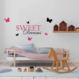 Samolepka na zeď GLIX - Sweet dreams Černá a růžová 120 x 60 cm