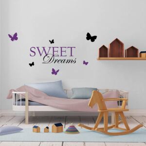 Samolepka na zeď GLIX - Sweet dreams Černá a fialová 120 x 60 cm