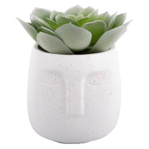 Bílý keramický květináč PT LIVING Face, ø 15 cm