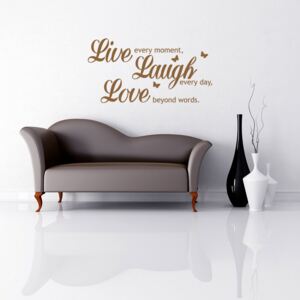 Samolepka na zeď GLIX - Live laugh love Hnědá 50 x 25 cm