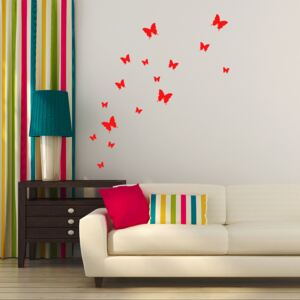 Samolepka na zeď GLIX - Sada motýlů Světle červená 95 x 10 cm