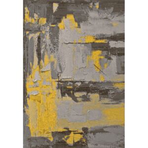 Moderní kusový koberec ELEFANTA 71728/37224 Abstraktní šedý žlutý Rozměr: 60x100 cm