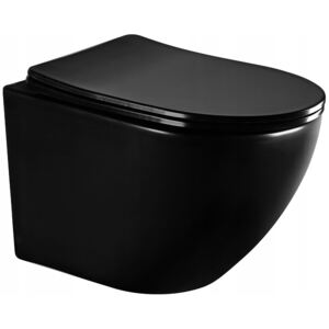 Mexen Lena WC mísa Rimless, WC sedátko se zpomalovacím mechanismem, Slim, duroplast - černá matná - 30221085
