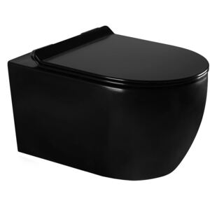 Mexen Carmen WC mísa Rimless, WC sedátko se zpomalovacím mechanismem, Slim, duroplast - černá matná - 30880185