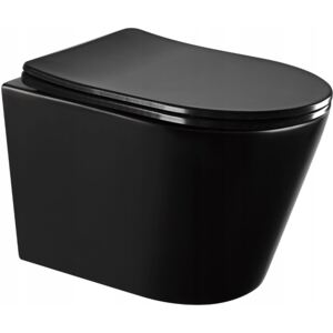 Mexen Rico WC mísa Rimless, WC sedátko se zpomalovacím mechanismem, Slim, duroplast - černá matná - 30721085