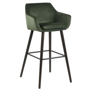 SCANDI Tmavě zelená barová židle Marte