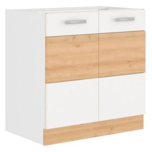 Kuchyňská dřezová skříňka Iconic 80ZL2F, buk iconic/bílý lesk, šířka 80 cm