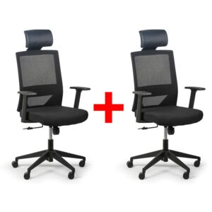 Kancelářská židle FOX 1+1 ZDARMA, pevné područky, černá