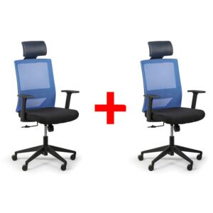 Kancelářská židle FOX 1+1 ZDARMA, pevné područky, modrá