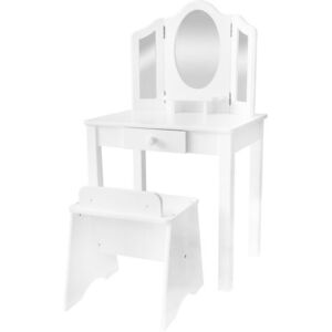 ISO Toaletní stolek se stoličkou a zrcadlem, bílý, 11286