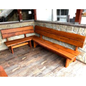 KULHÁNEK nábytek Zahradní rohová lavice - rustikální Odstín nátěru: olej - teak, Délka levé strany: 150 cm, Délka pravé strany: 150 cm