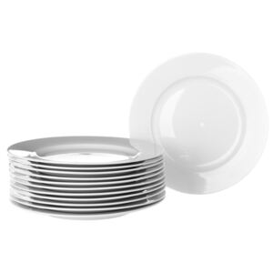 Sada 12 bílých porcelánových talířů Unimasa Elegant, průměr 19 cm