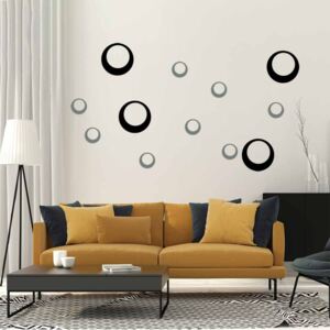 Samolepka na zeď GLIX - Dekorace kruhy Černá a šedá 60 x 40 cm