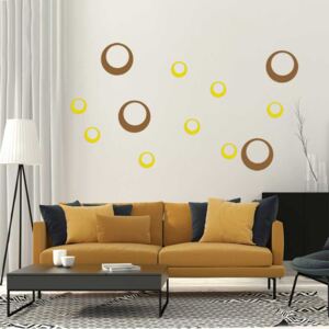 Samolepka na zeď GLIX - Dekorace kruhy Hnědá a žlutá 60 x 40 cm