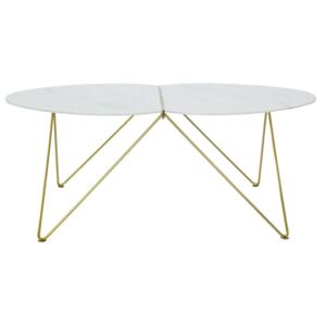 Skleněný kulatý konferenční stolek RGE Ant se zlatou podnoží