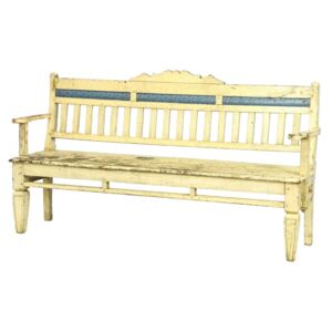 Sanu Babu Stará lavička z teakového dřeva, bílá patina, 180x49x96cm
