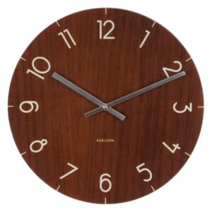 Skleněné nástěnné hodiny - Karlsson Glass Wood Small Dark, Ø 17 cm