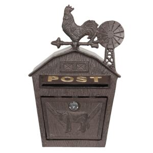 Litinová poštovní schránka s kohoutem - 24*9*38 cm